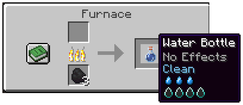 A dirty water bottle comes out of the furnace clean