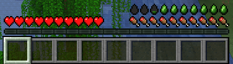 The thirst bar in green while the player has Upset Stomach